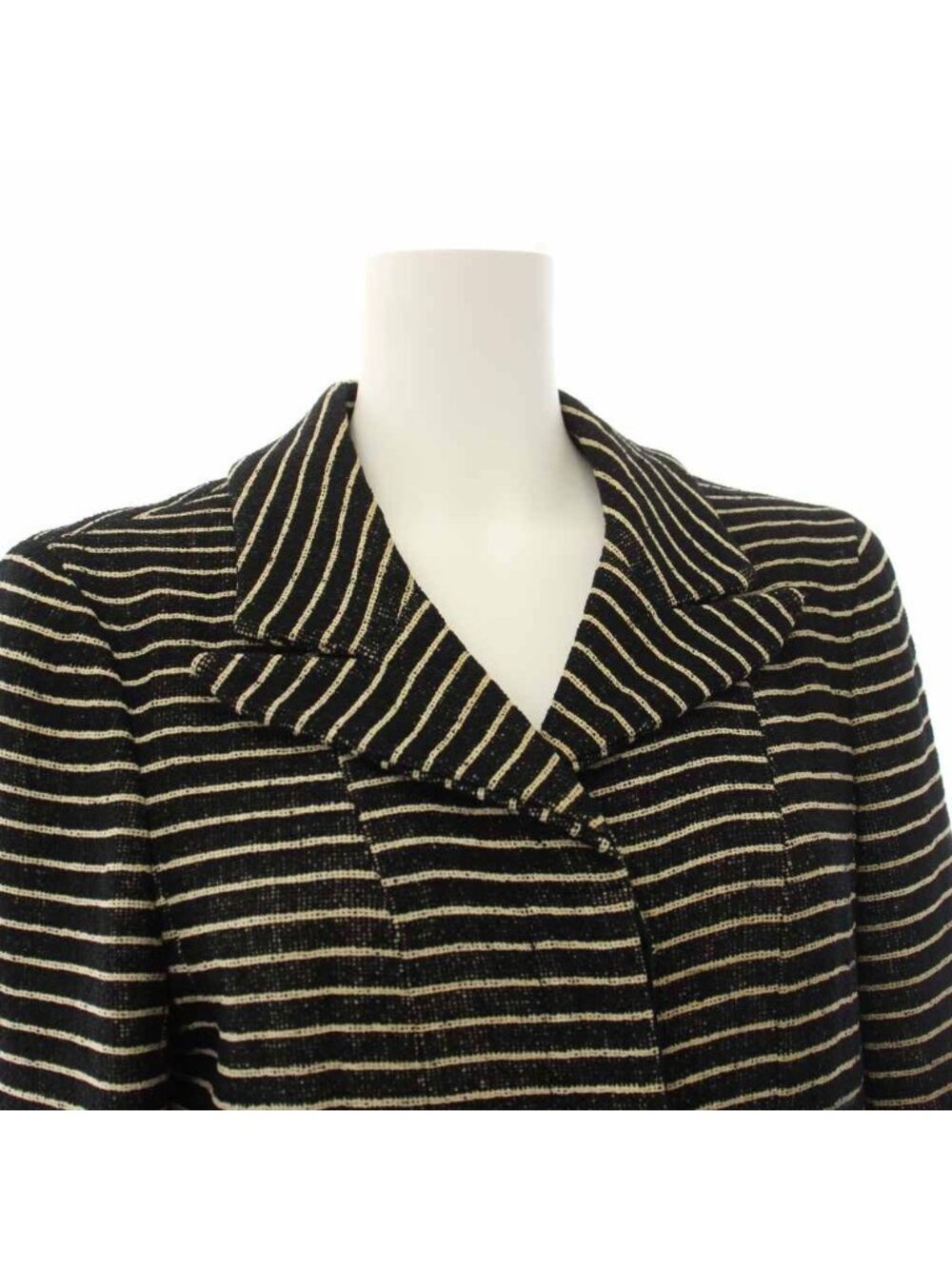 Chanel Chesterfield Long Border Pattern Camellia Silk Black White YT Shoulder - Picture 6 of 8